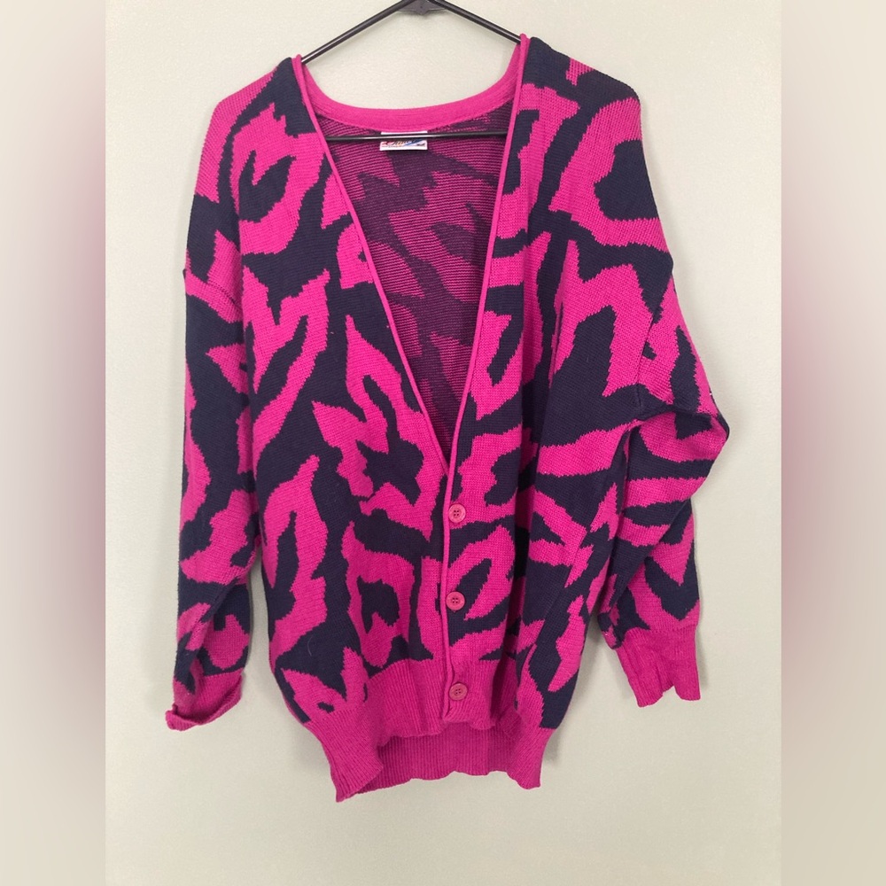 Vintage Dale of Norway Cardigan Sweater Chawo Cotton Pink Pattern Unisex Large